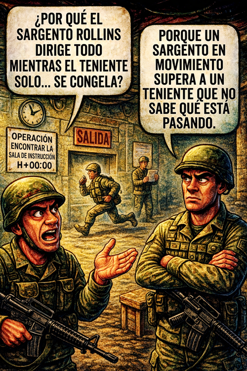 ¿Por qué el sargento rollins dirige todo mientras el teniente solo… se congela?