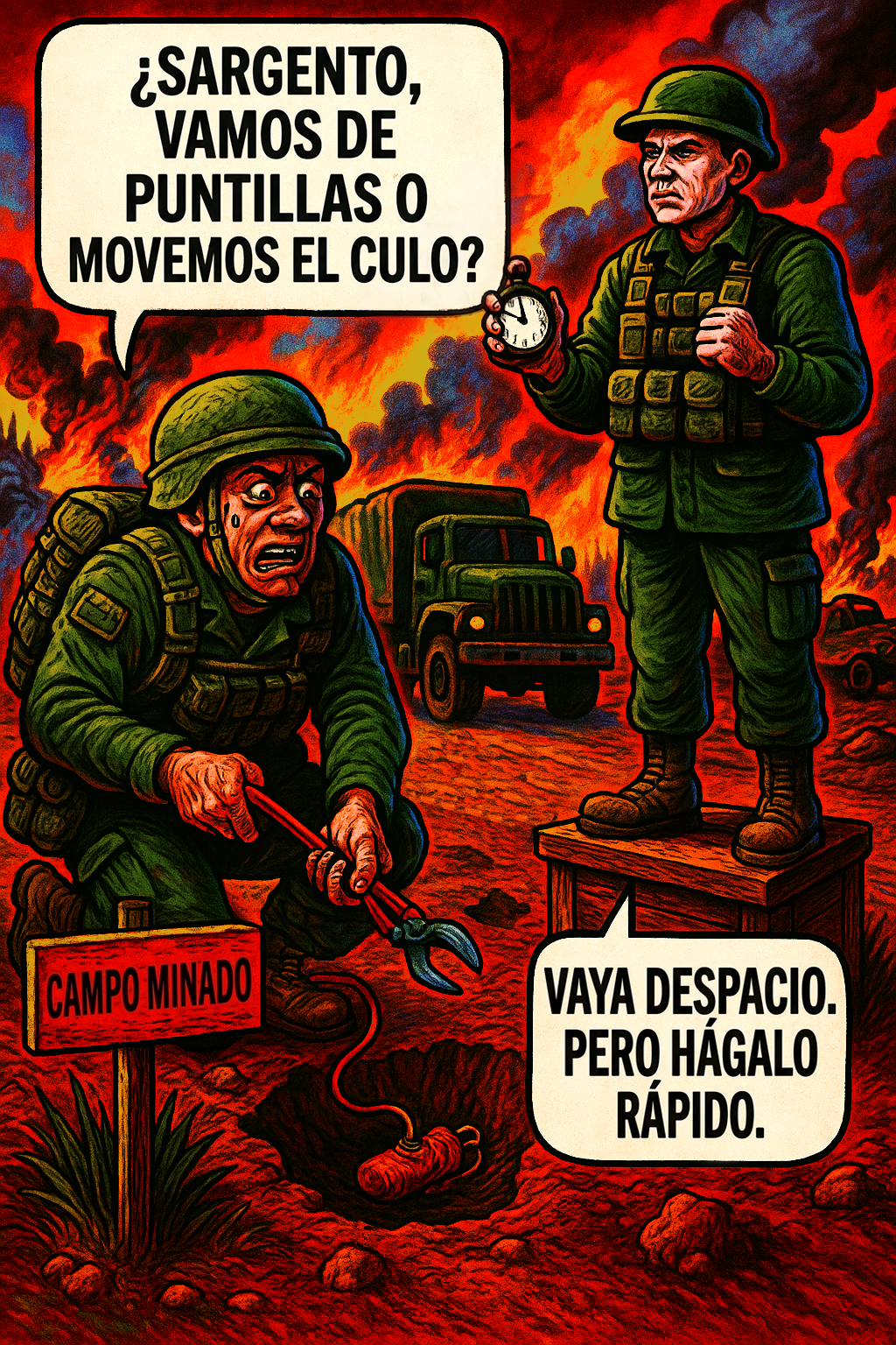 ¿Sargento, vamos de puntillas o movemos el culo?