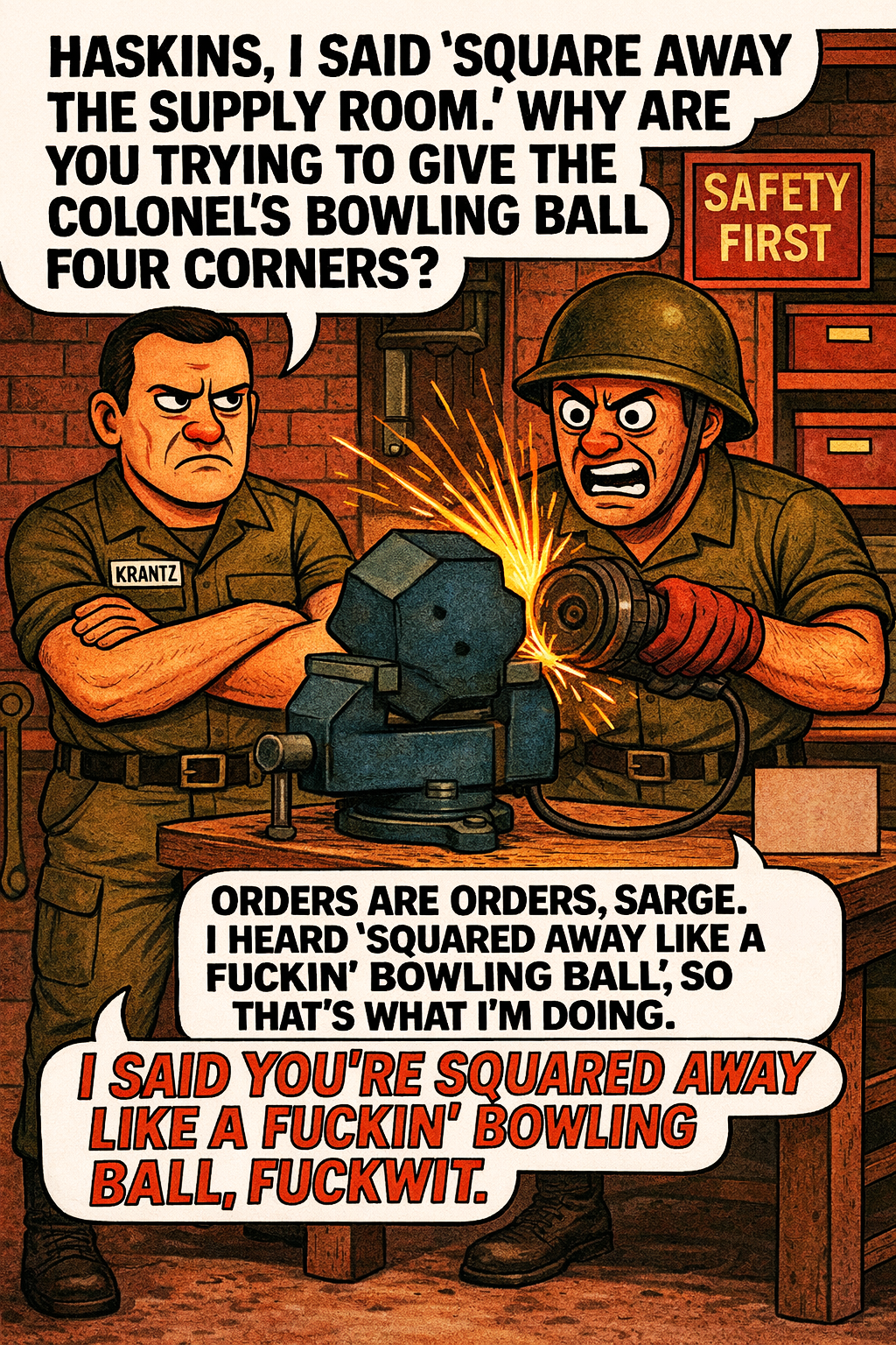 Haskins, I Said 'Square Away the Supply Room.' Why Are You Trying to Give the Colonel's Bowling Ball Four Corners?