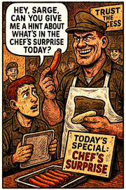 Hey, Sarge, Can You Give Me a Hint About What’s in the Chef’s Surprise Today?