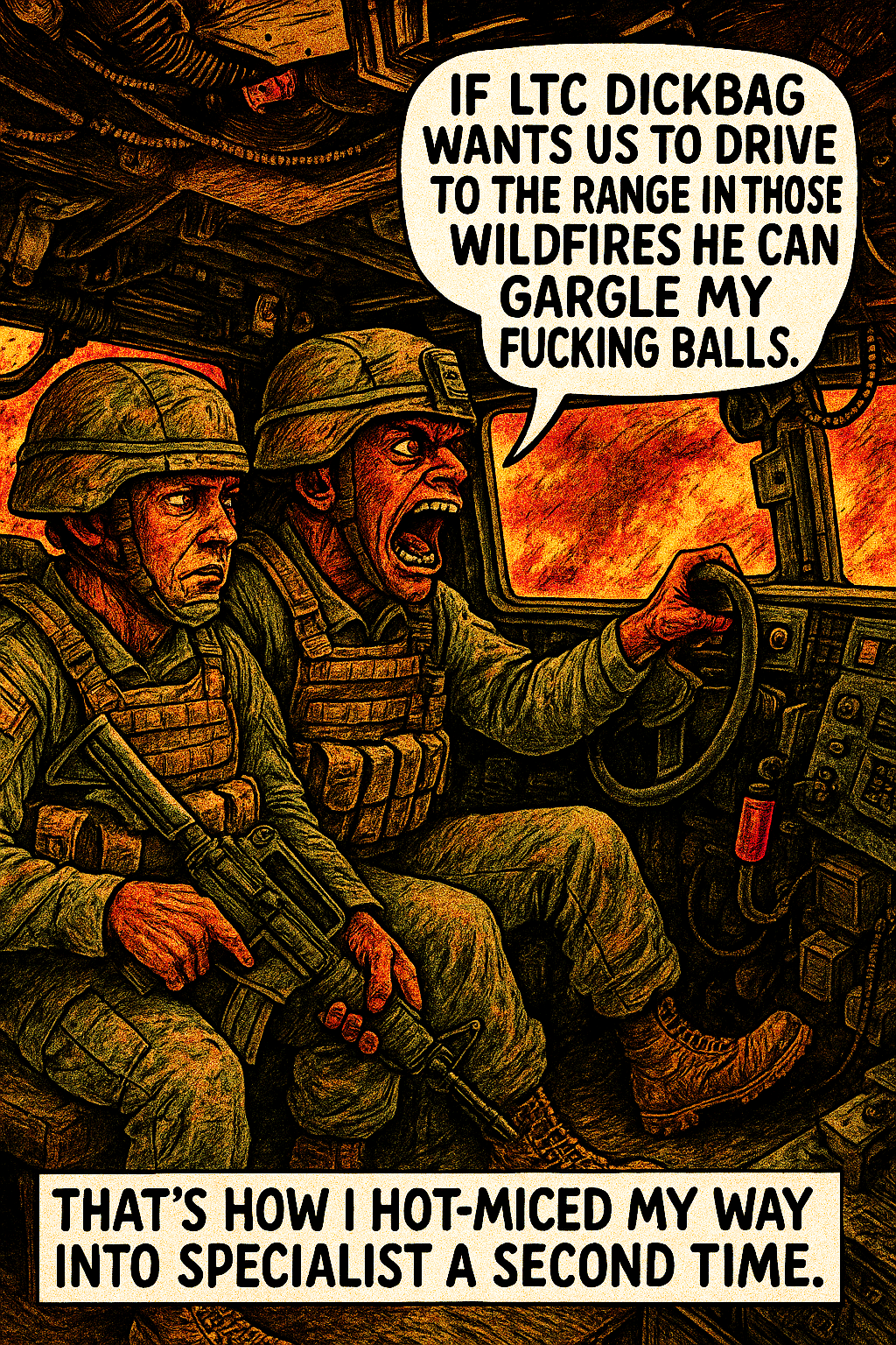 If LTC Dickbag Wants Us to Drive to the Range in Those Wildfires He Can Gargle My Fucking Balls