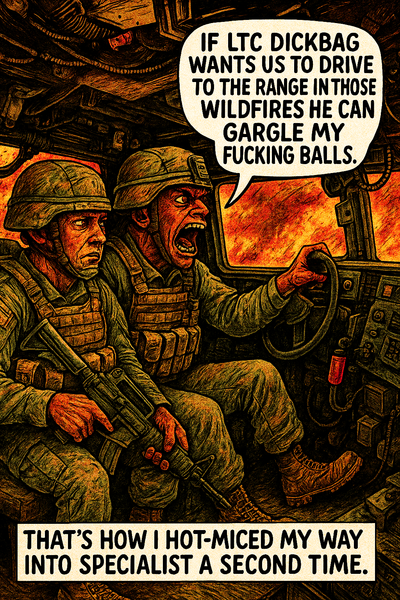 If LTC Dickbag Wants Us to Drive to the Range in Those Wildfires He Can Gargle My Fucking Balls