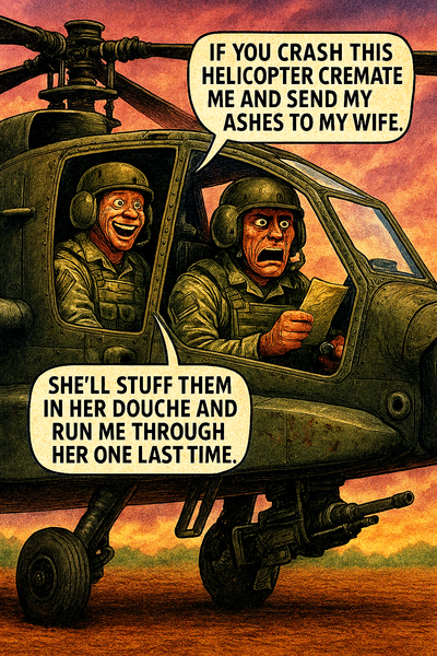 If You Crash This Helicopter Cremate Me and Send My Ashes to My Wife