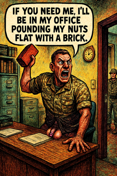 If You Need Me, I’ll Be in My Office Pounding My Nuts Flat with a Brick