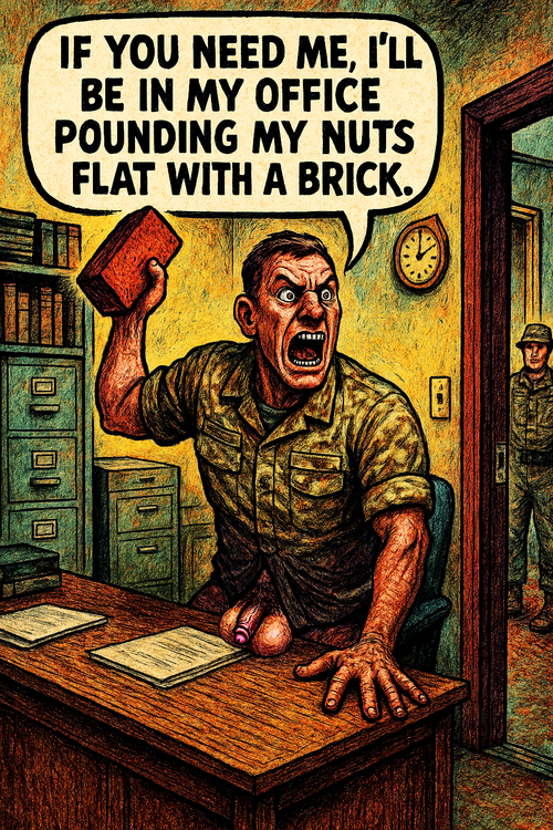 If You Need Me, I’ll Be in My Office Pounding My Nuts Flat with a Brick