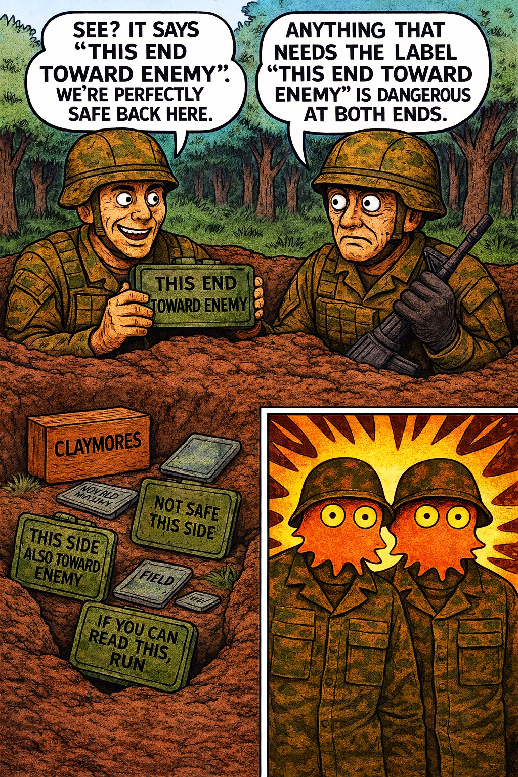 It Says “This End Toward Enemy”