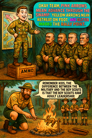 Okay Team, Pink Arrows Mean Advance Through the Swamp