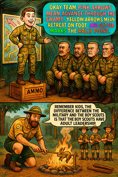 Okay Team, Pink Arrows Mean Advance Through the Swamp