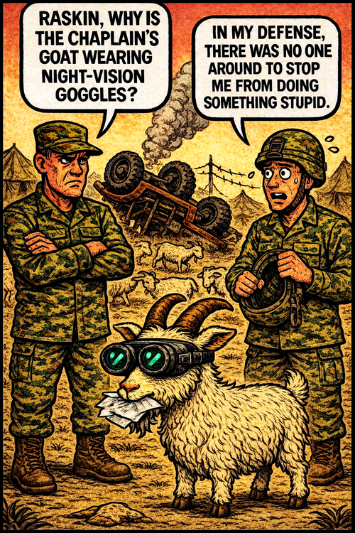 Raskin, Why Is the Chaplain's Goat Wearing Night-Vision Goggles?