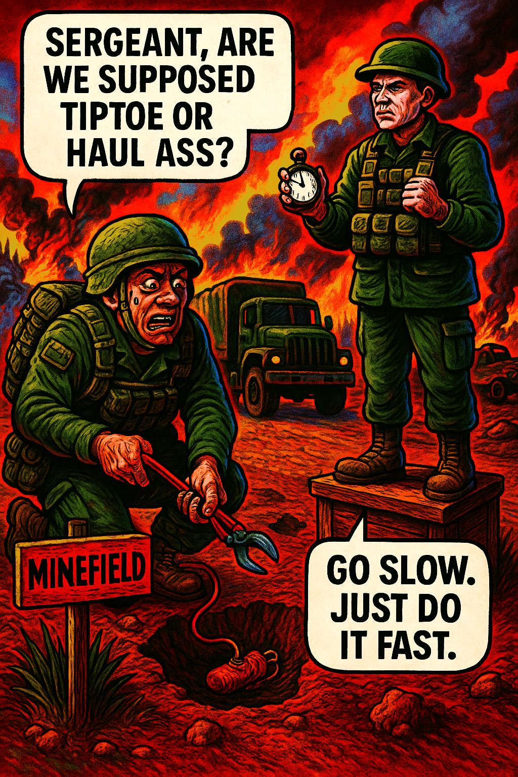 Sergeant, Are We Supposed Tiptoe or Haul Ass?