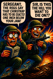 Sergeant, the Regs Say That Chinstrap Has to Be Exactly One Inch Below Your Jaw!