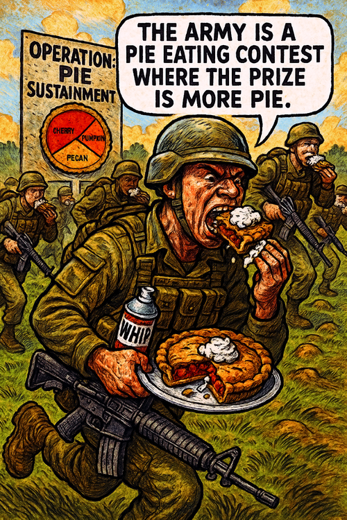 The Army Is a Pie Eating Contest Where the Prize Is More Pie