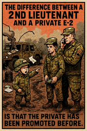 The Difference Between a 2nd Lieutenant and a Private E-2 Is That the Private Has Been Promoted Before