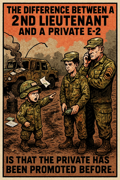 The Difference Between a 2nd Lieutenant and a Private E-2 Is That the Private Has Been Promoted Before