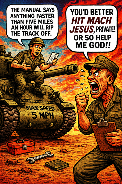 The Manual Says Anything Faster than Five Miles an Hour Will Rip the Track Off