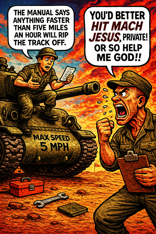 The Manual Says Anything Faster than Five Miles an Hour Will Rip the Track Off