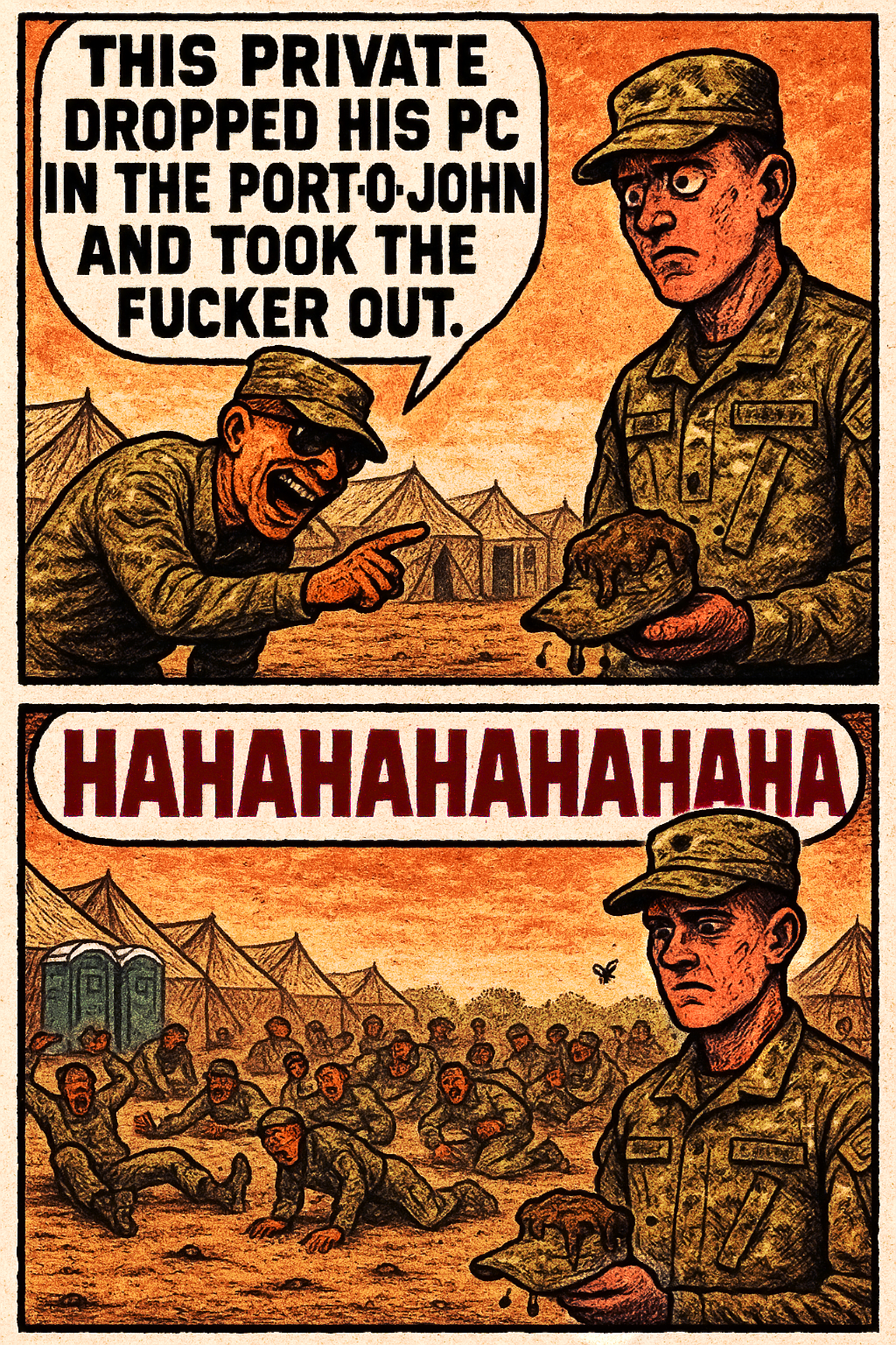 This Private Dropped His PC in the Port-O-John and Took the Fucker Out