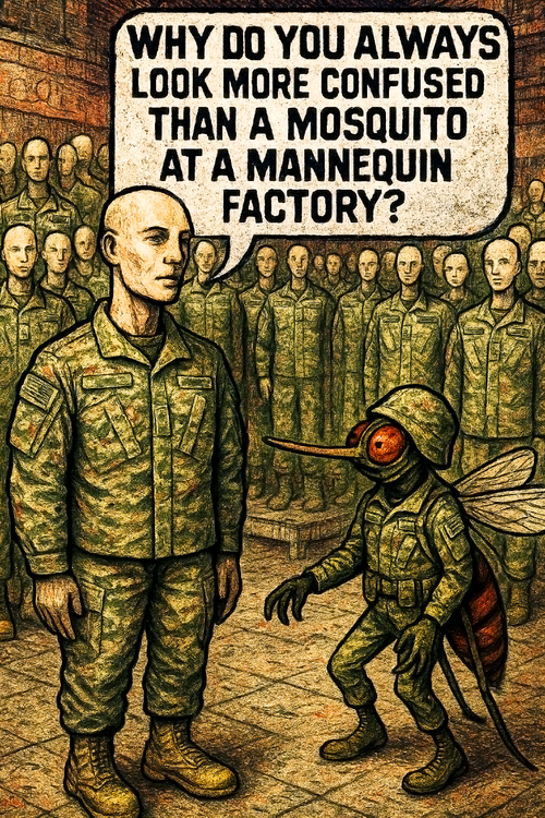 Why Do You Always Look More Confused than a Mosquito at a Mannequin Factory?