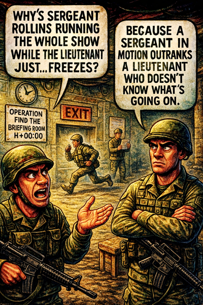 Why’s Sergeant Rollins Running the Whole Show While the Lieutenant Just…Freezes?