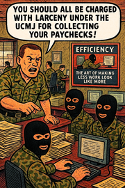 You Should All Be Charged with Larceny Under the UCMJ for Collecting Your Paychecks!